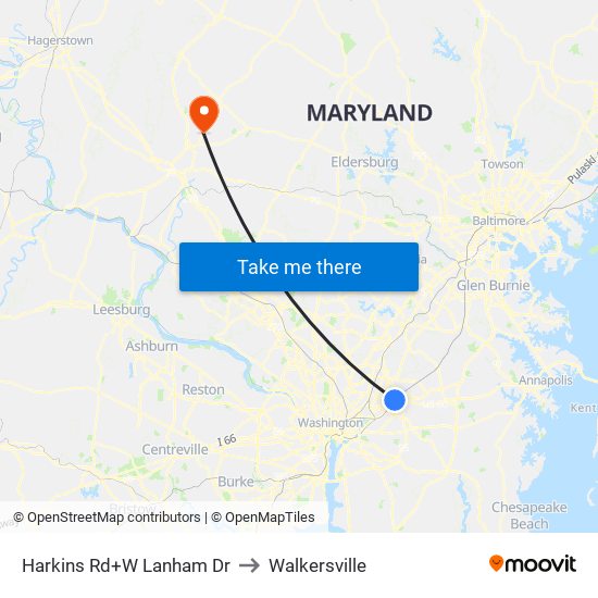 Harkins Rd+W Lanham Dr to Walkersville map