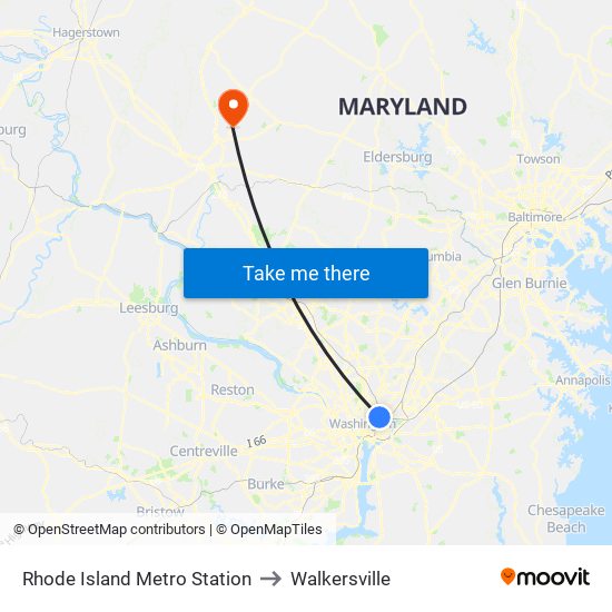 Rhode Island Metro Station to Walkersville map