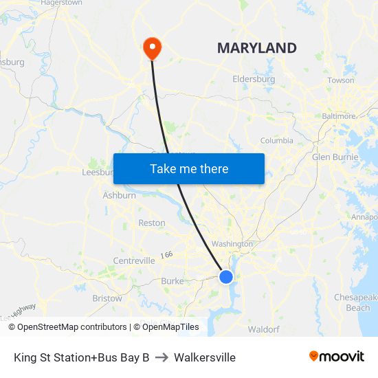 King Street-Old Town+Bay B to Walkersville map