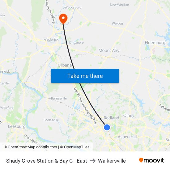 Shady Grove Station & Bay C - East to Walkersville map