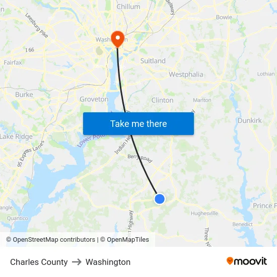 Charles County to Washington map