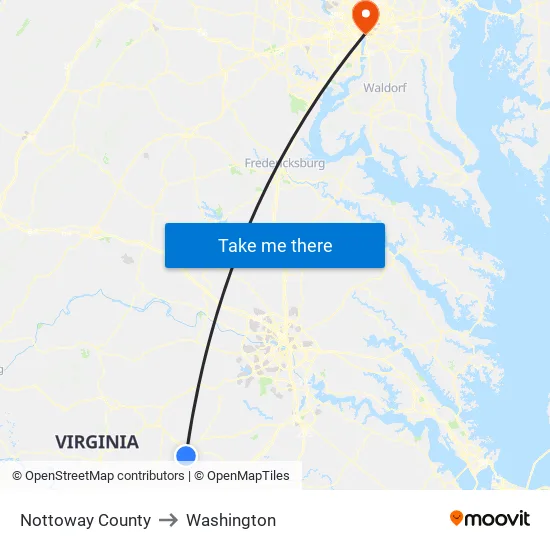 Nottoway County to Washington map