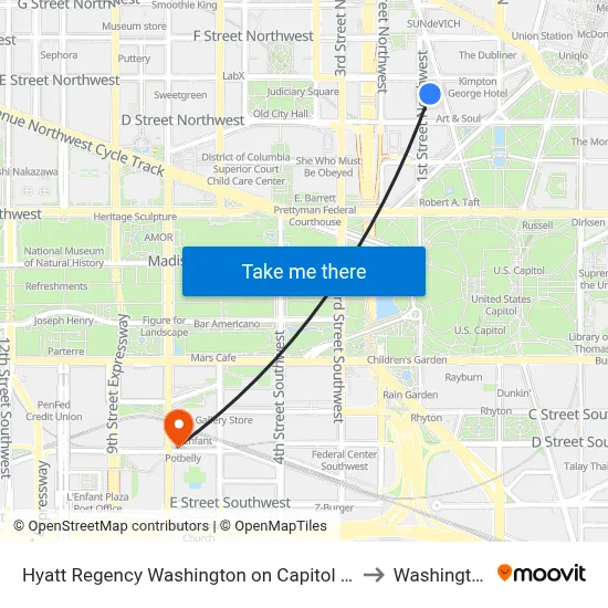Hyatt Regency Washington on Capitol Hill to Washington map
