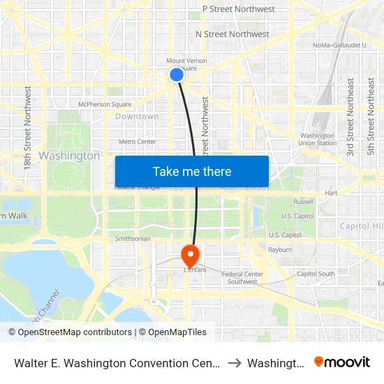 Walter E. Washington Convention Center to Washington map