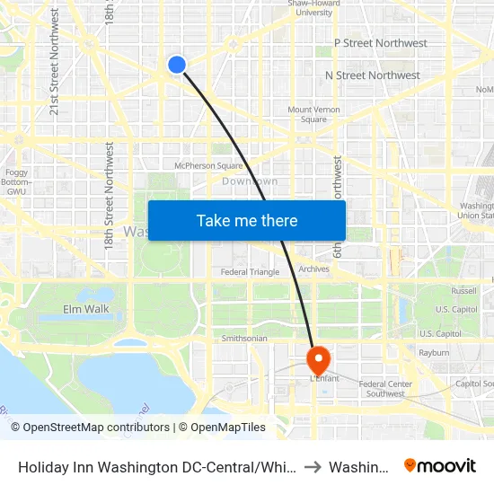 Holiday Inn Washington DC-Central/White House to Washington map