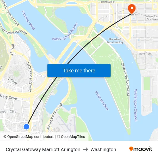 Crystal Gateway Marriott Arlington to Washington map