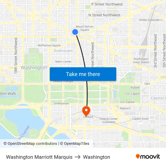 Washington Marriott Marquis to Washington map
