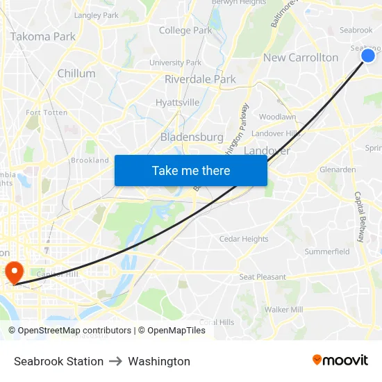 Seabrook Station to Washington map