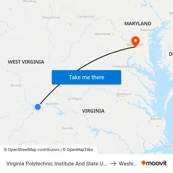 Virginia Polytechnic Institute And State University - Hahn Lot to Washington map