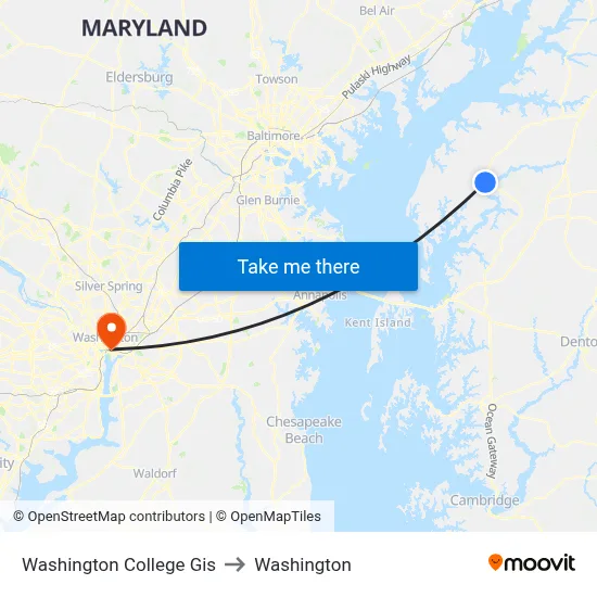 Washington College Gis to Washington map