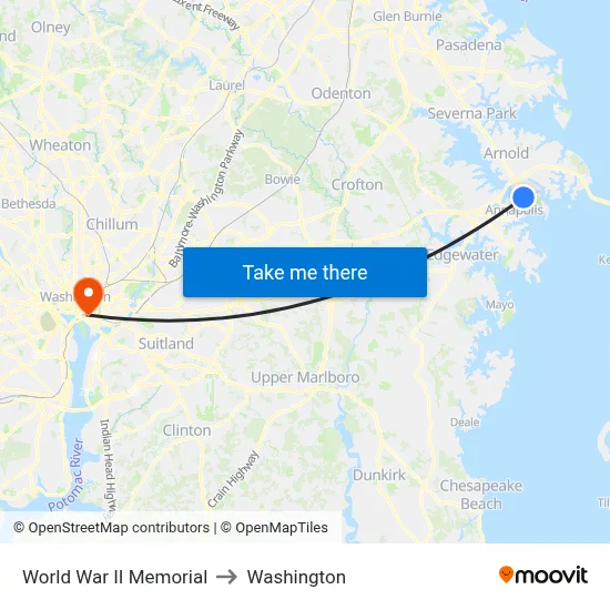 World War II Memorial to Washington map