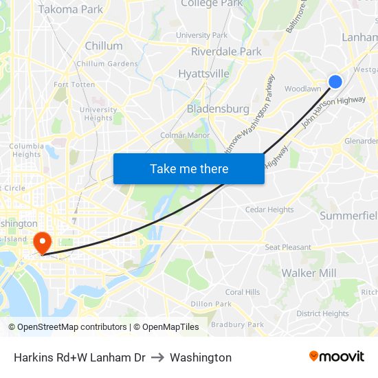 Harkins Rd+W Lanham Dr to Washington map