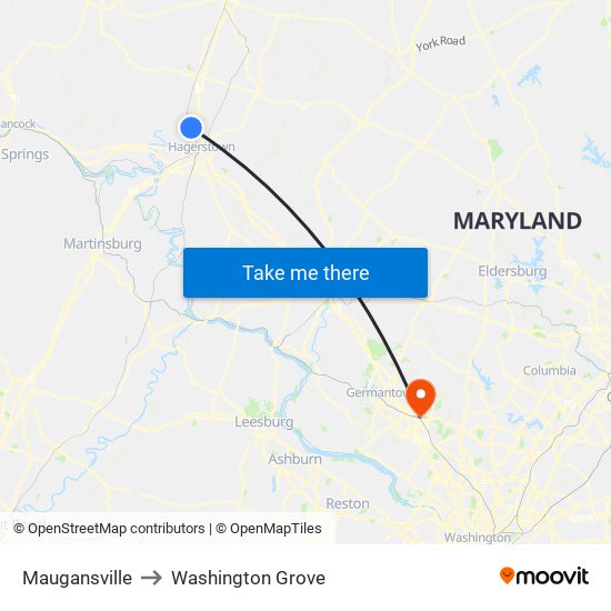 Maugansville to Washington Grove map