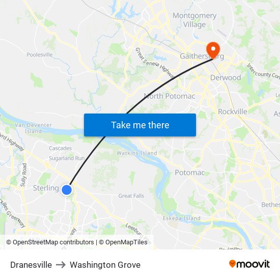 Dranesville to Washington Grove map