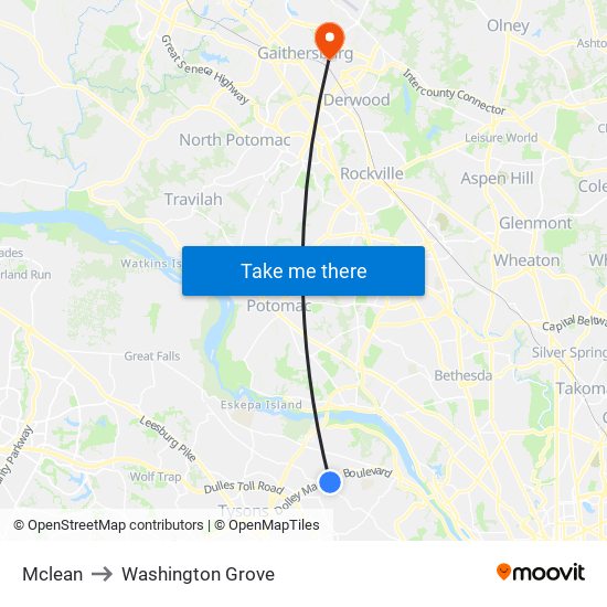 Mclean to Washington Grove map