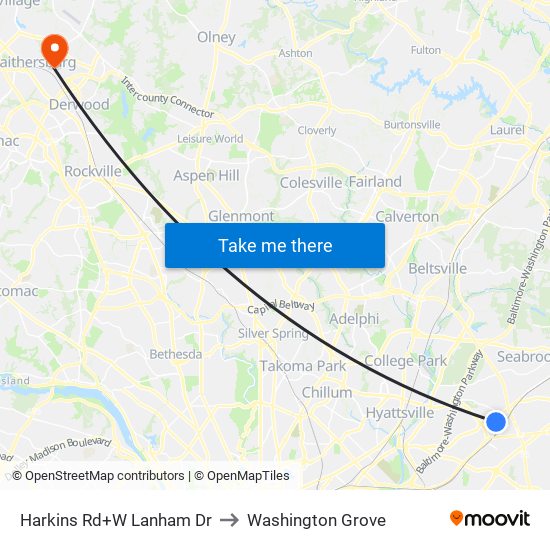 Harkins Rd+W Lanham Dr to Washington Grove map