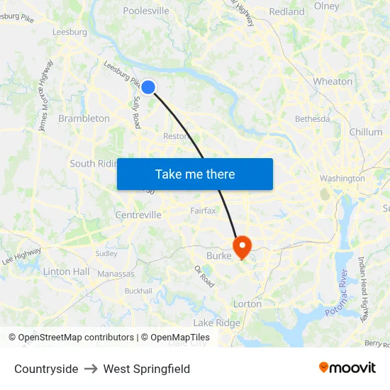 Countryside to West Springfield map