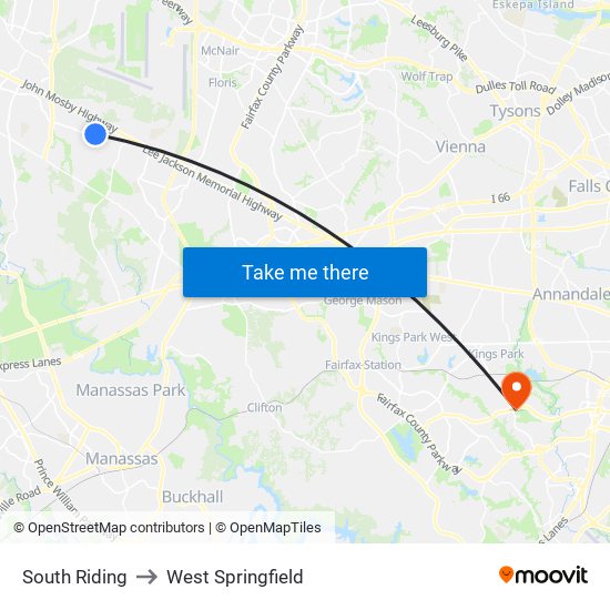 South Riding to West Springfield map