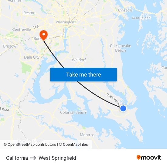 California to West Springfield map