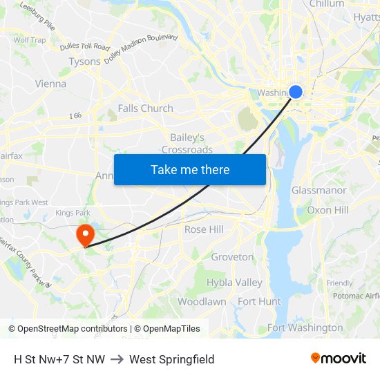 H St Nw+7 St NW to West Springfield map