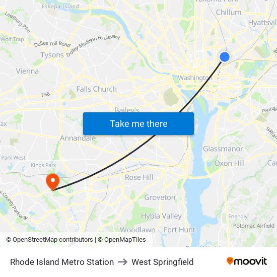 Rhode Island Metro Station to West Springfield map