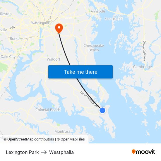 Lexington Park to Westphalia map