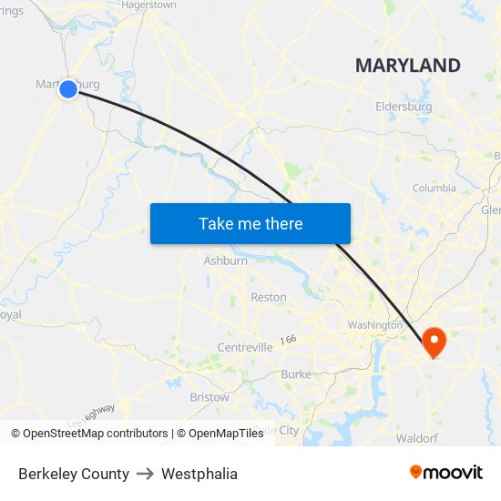 Berkeley County to Westphalia map