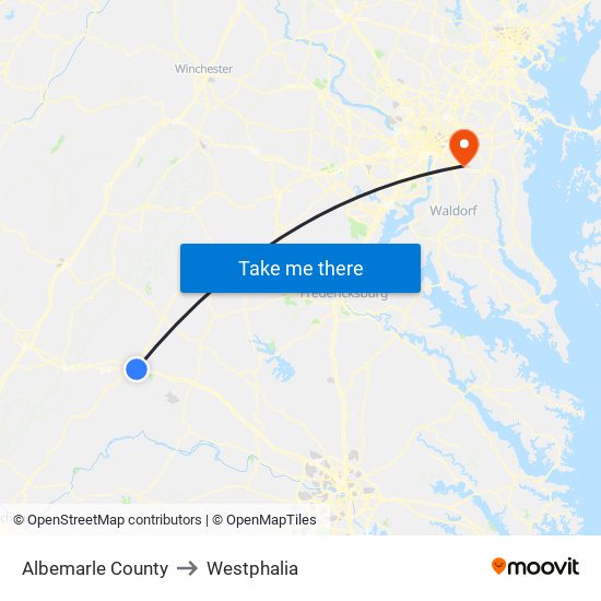 Albemarle County to Westphalia map