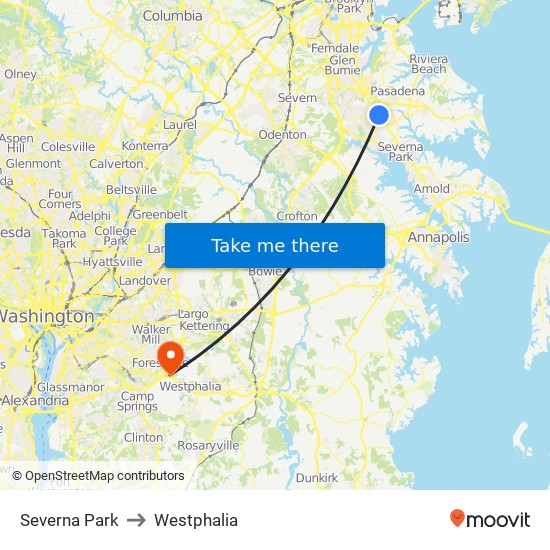 Severna Park to Westphalia map