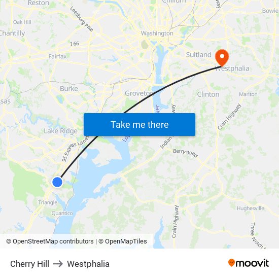 Cherry Hill to Westphalia map