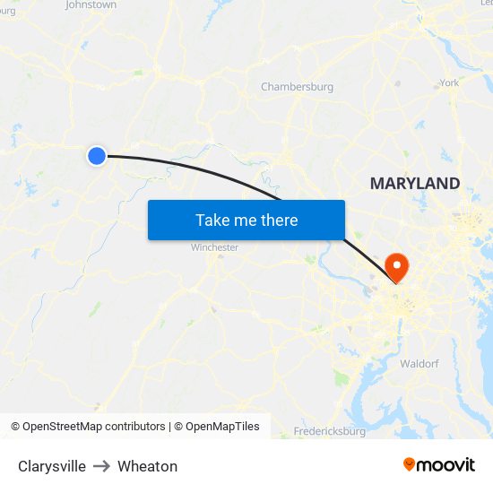 Clarysville to Wheaton map