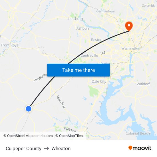 Culpeper County to Wheaton map