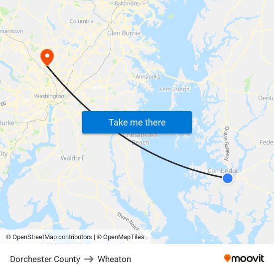 Dorchester County to Wheaton map