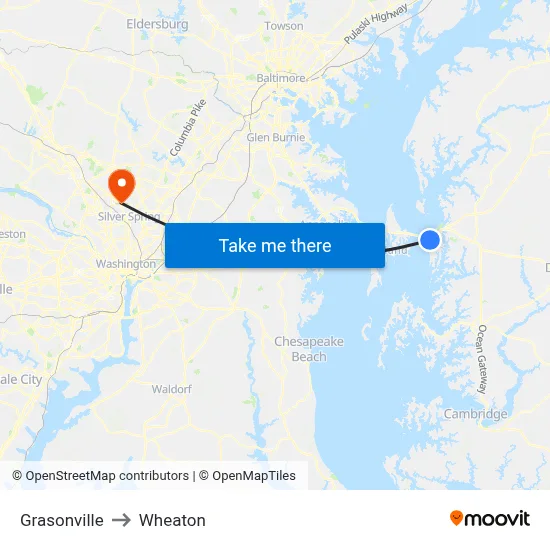 Grasonville to Wheaton map