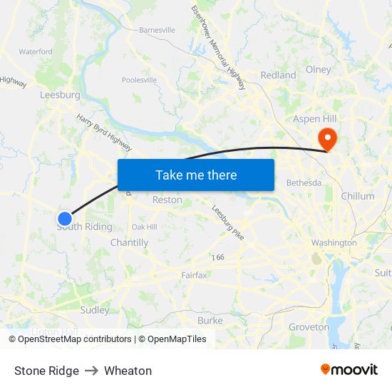 Stone Ridge to Wheaton map