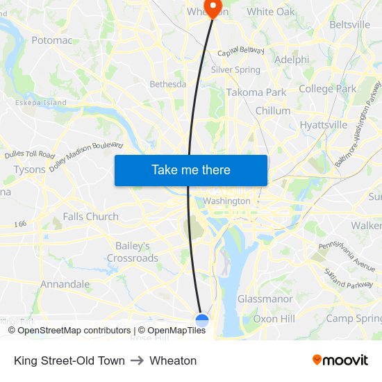 King Street-Old Town to Wheaton map