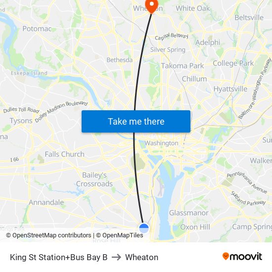 King Street-Old Town+Bay B to Wheaton map