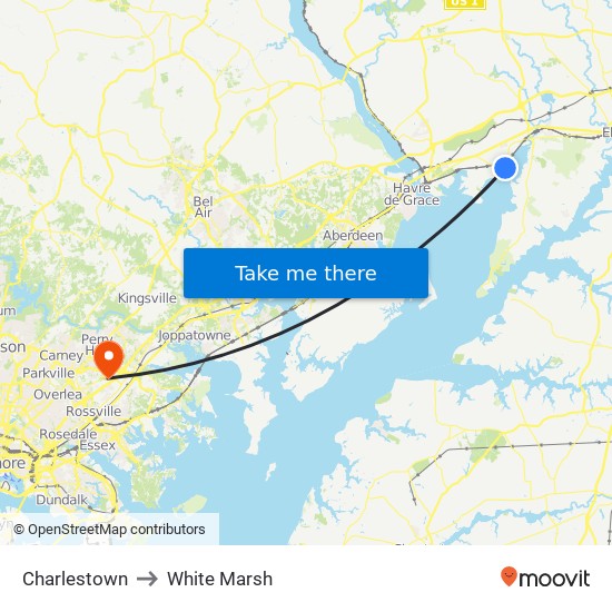 Charlestown to White Marsh map