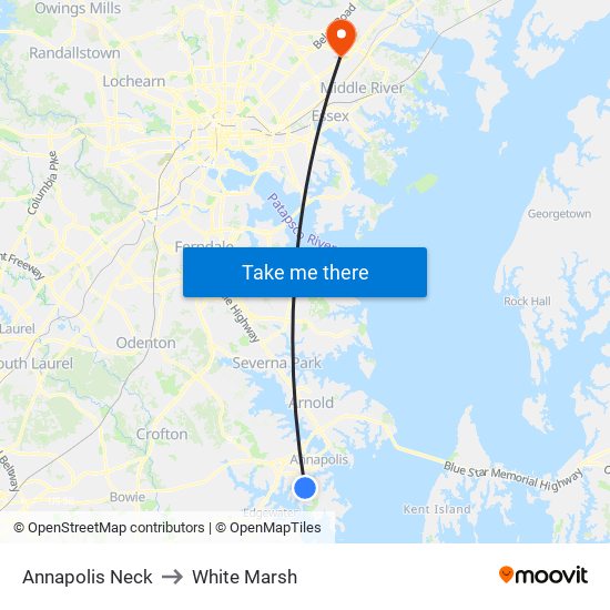 Annapolis Neck to White Marsh map