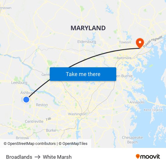 Broadlands to White Marsh map