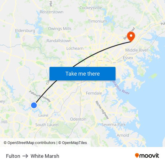 Fulton to White Marsh map