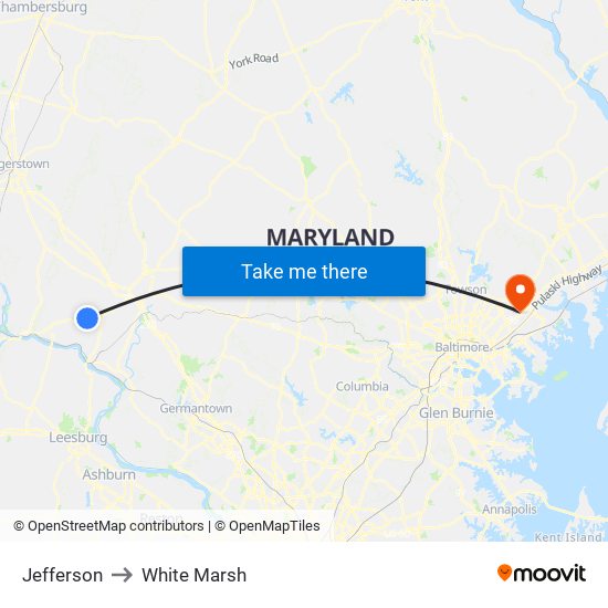 Jefferson to White Marsh map