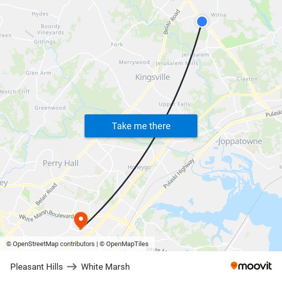 Pleasant Hills to White Marsh map