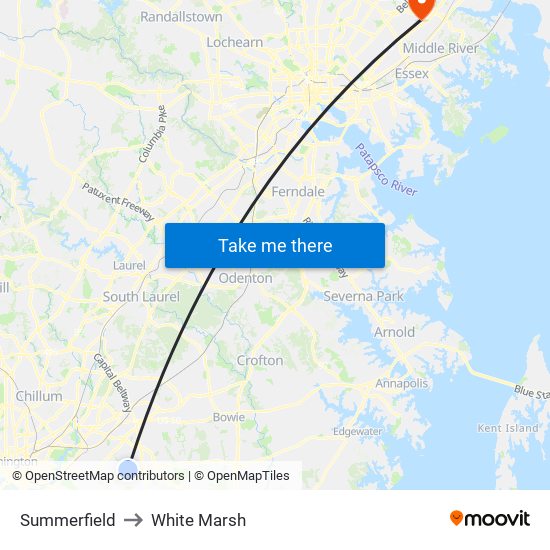 Summerfield to White Marsh map