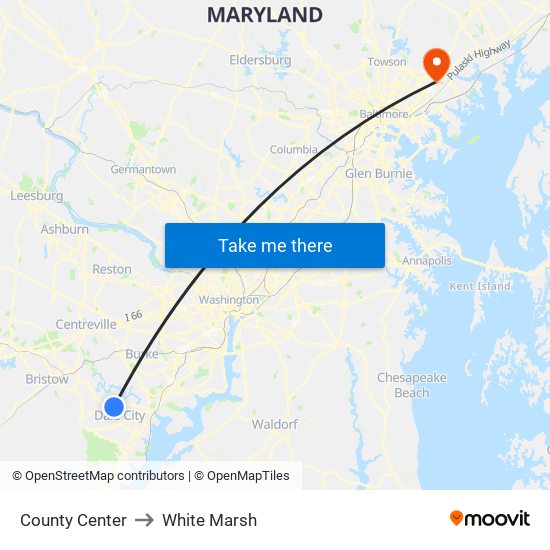 County Center to White Marsh map