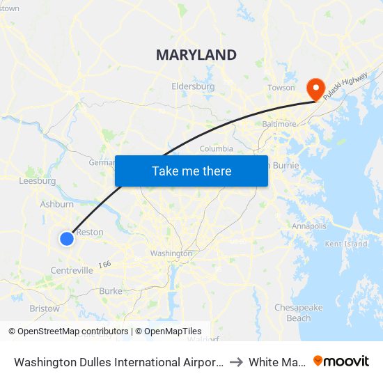 Washington Dulles International Airport (Iad) to White Marsh map