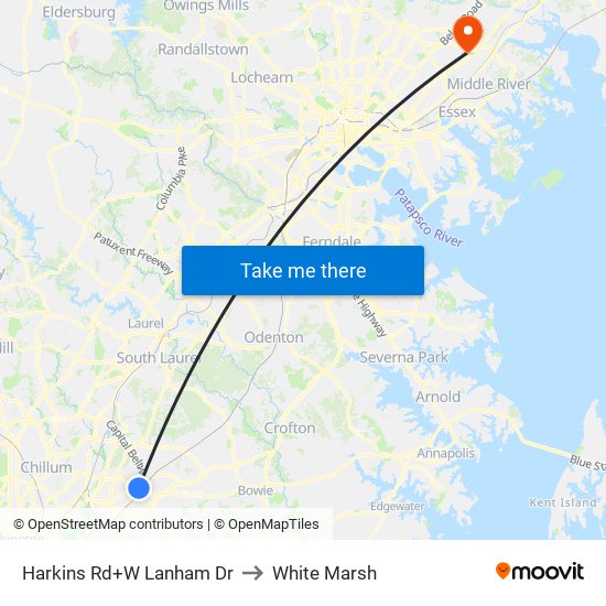 Harkins Rd+W Lanham Dr to White Marsh map