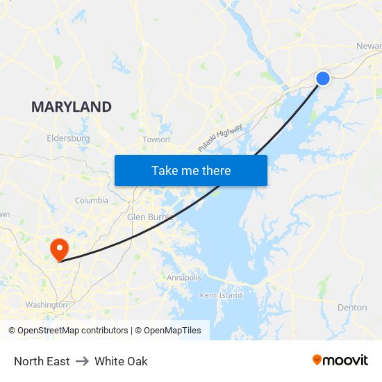 North East to White Oak map