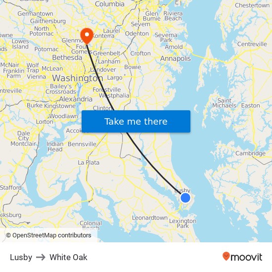 Lusby to White Oak map