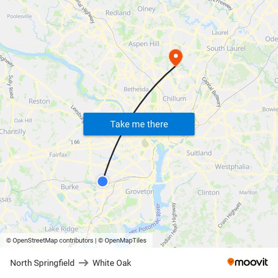 North Springfield to White Oak map